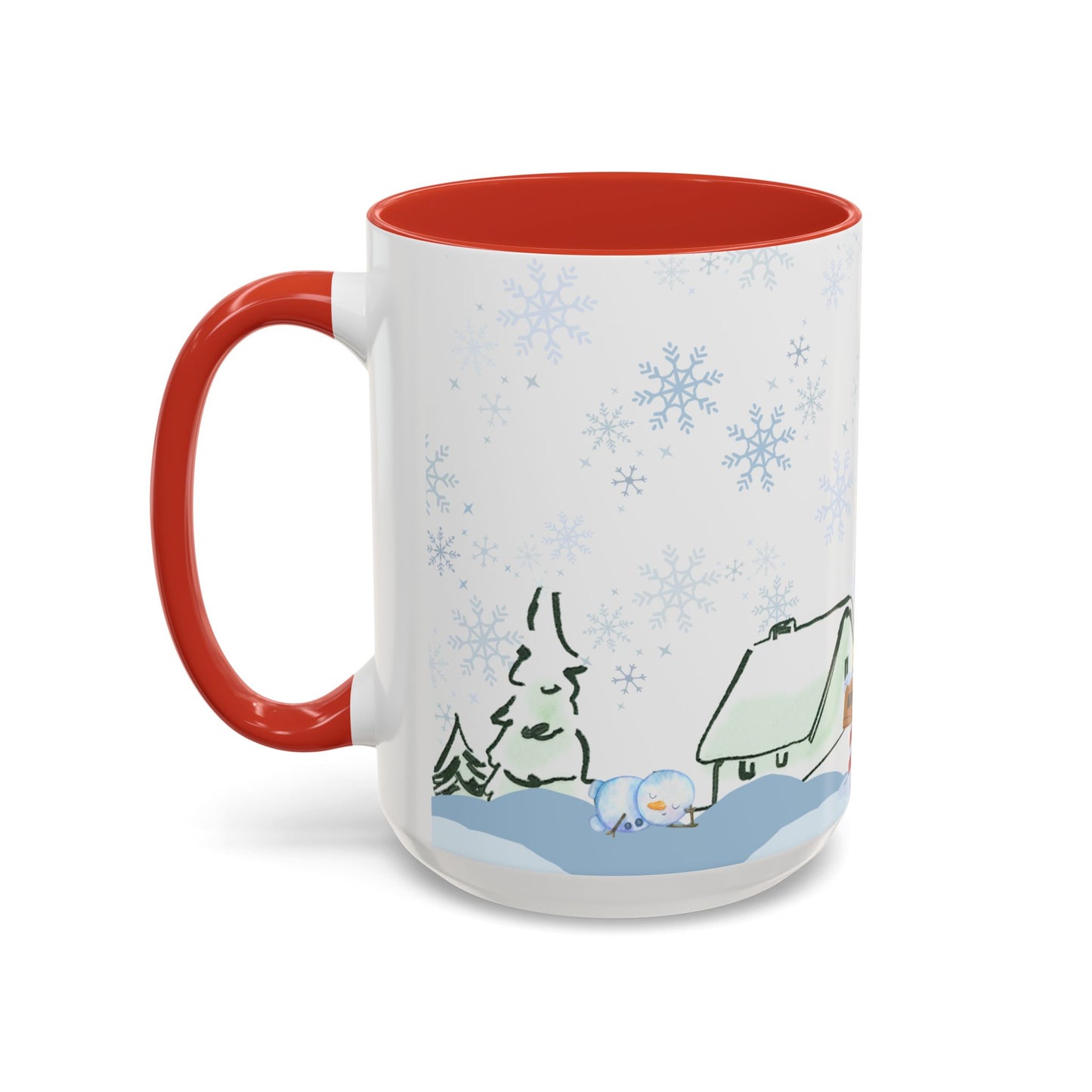 North Pole Christmas Mug 15oz Funny Holiday Coffee Cup with Snowman and Reindeer