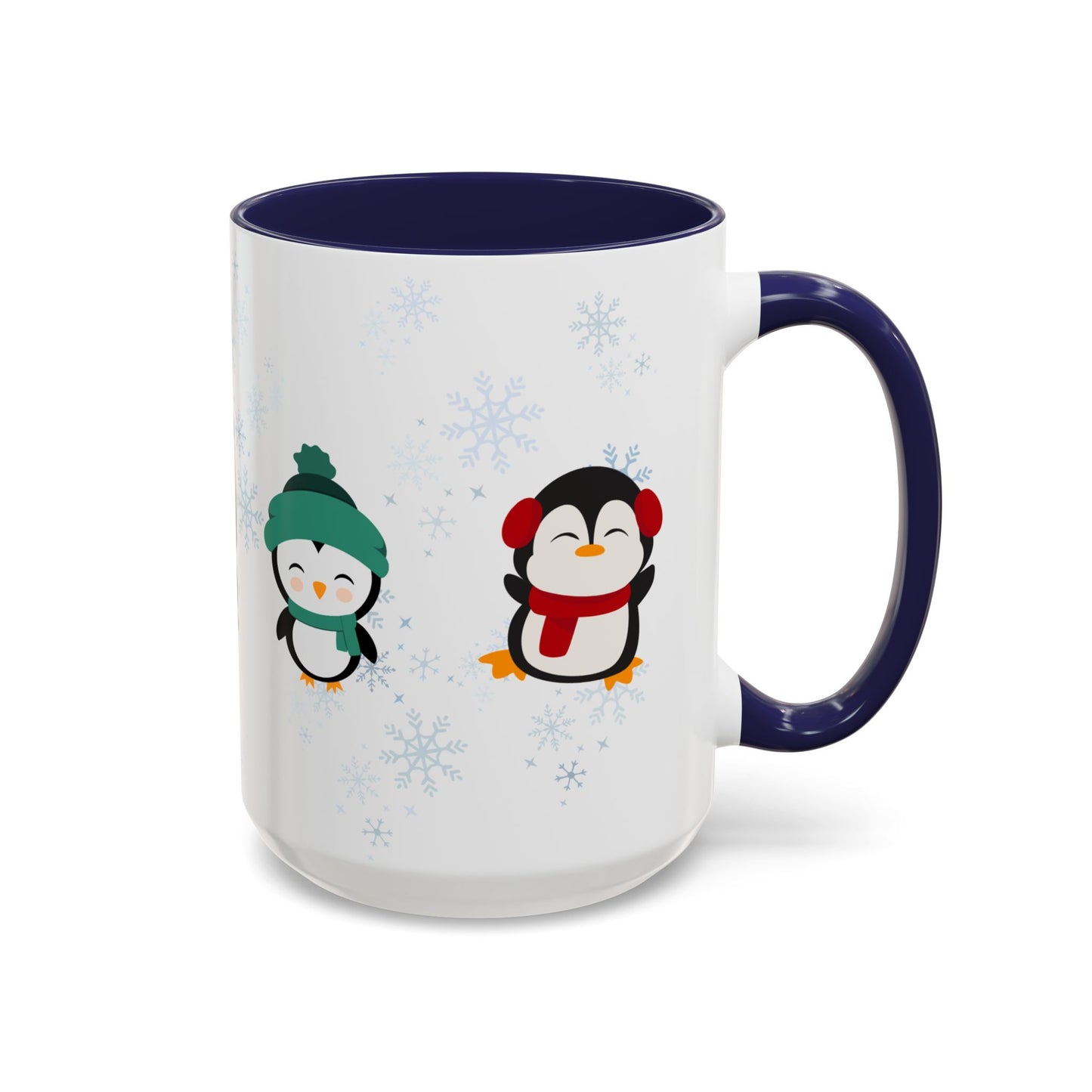Winter Penguin Accent Coffee Mug, Cute Penguins, Holiday Gift, Cozy Beverage, Kids Mug, Winter Decor