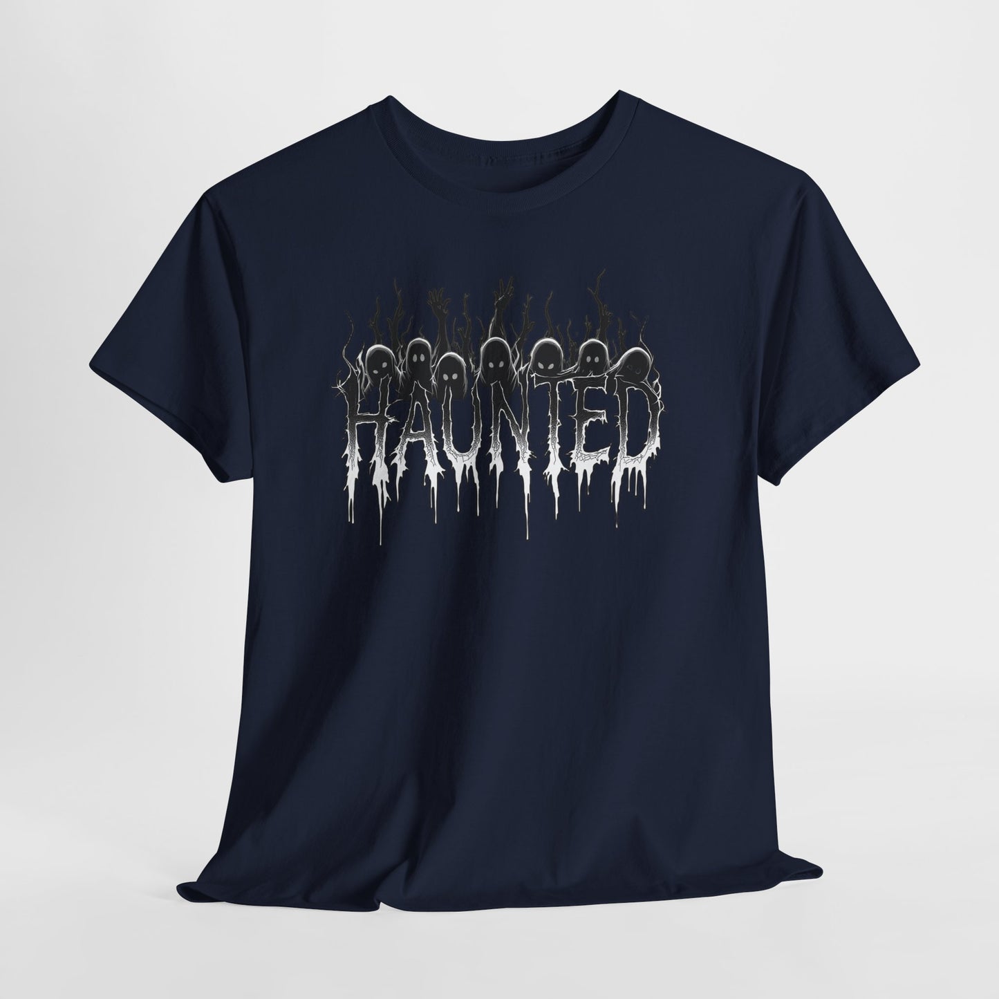 Haunted T Shirt Ghost Graphic Tee Halloween Shirt Horror Dripping Font Gothic Art Creepy Tree Shirt Spooky Season Unisex Tee