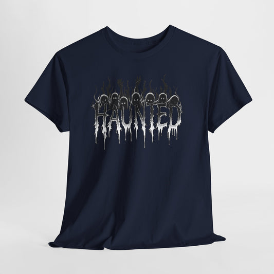 Haunted T Shirt Ghost Graphic Tee Halloween Shirt Horror Dripping Font Gothic Art Creepy Tree Shirt Spooky Season Unisex Tee