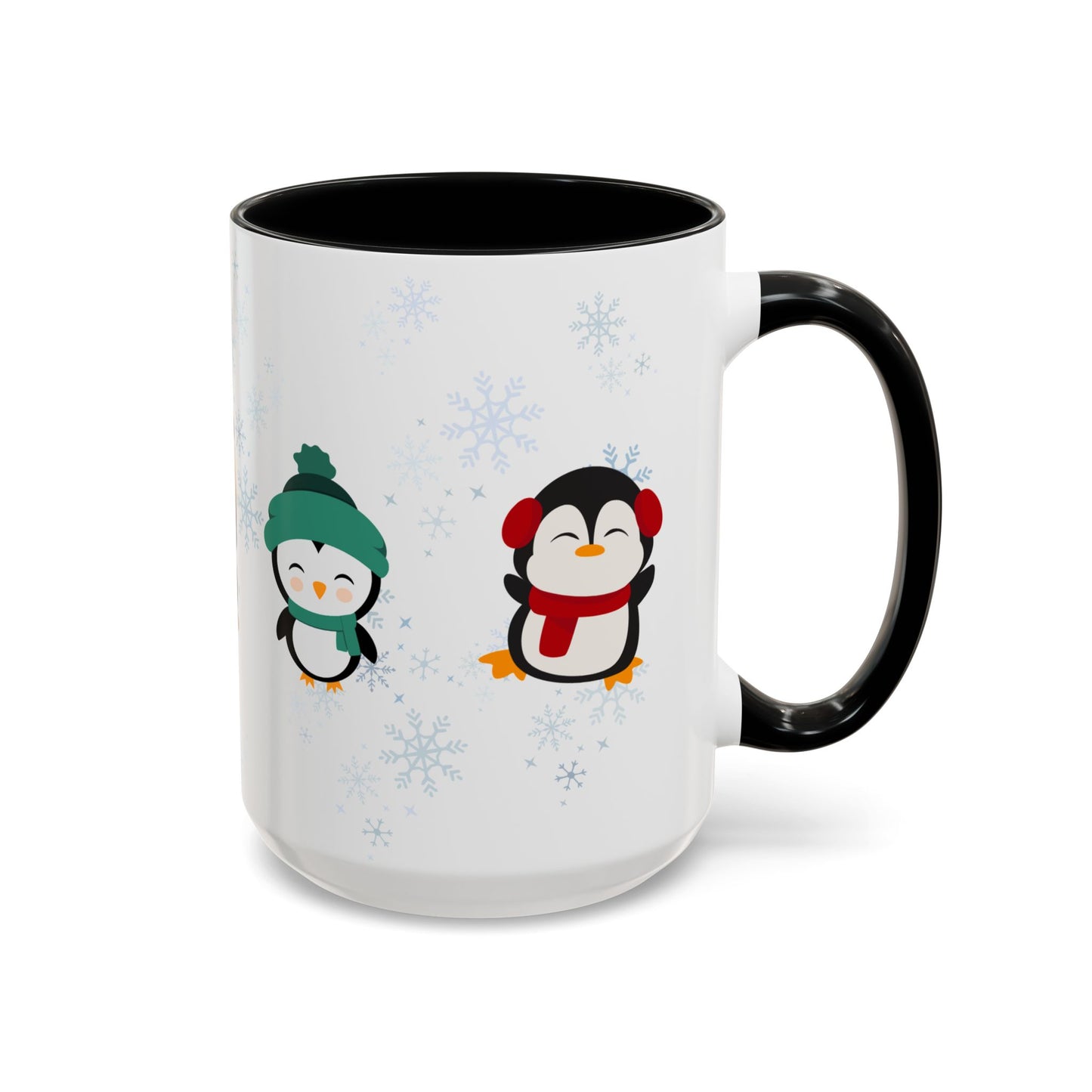 Winter Penguin Accent Coffee Mug, Cute Penguins, Holiday Gift, Cozy Beverage, Kids Mug, Winter Decor