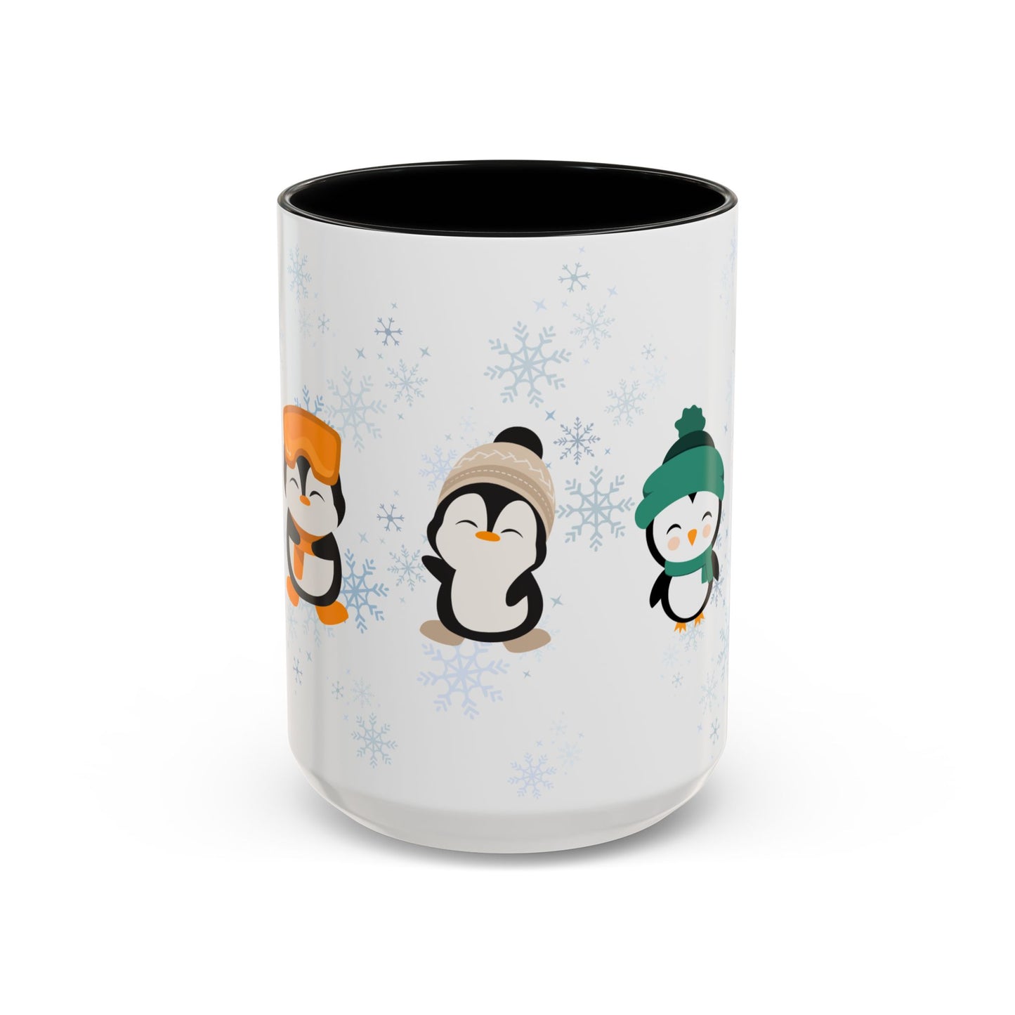 Winter Penguin Accent Coffee Mug, Cute Penguins, Holiday Gift, Cozy Beverage, Kids Mug, Winter Decor