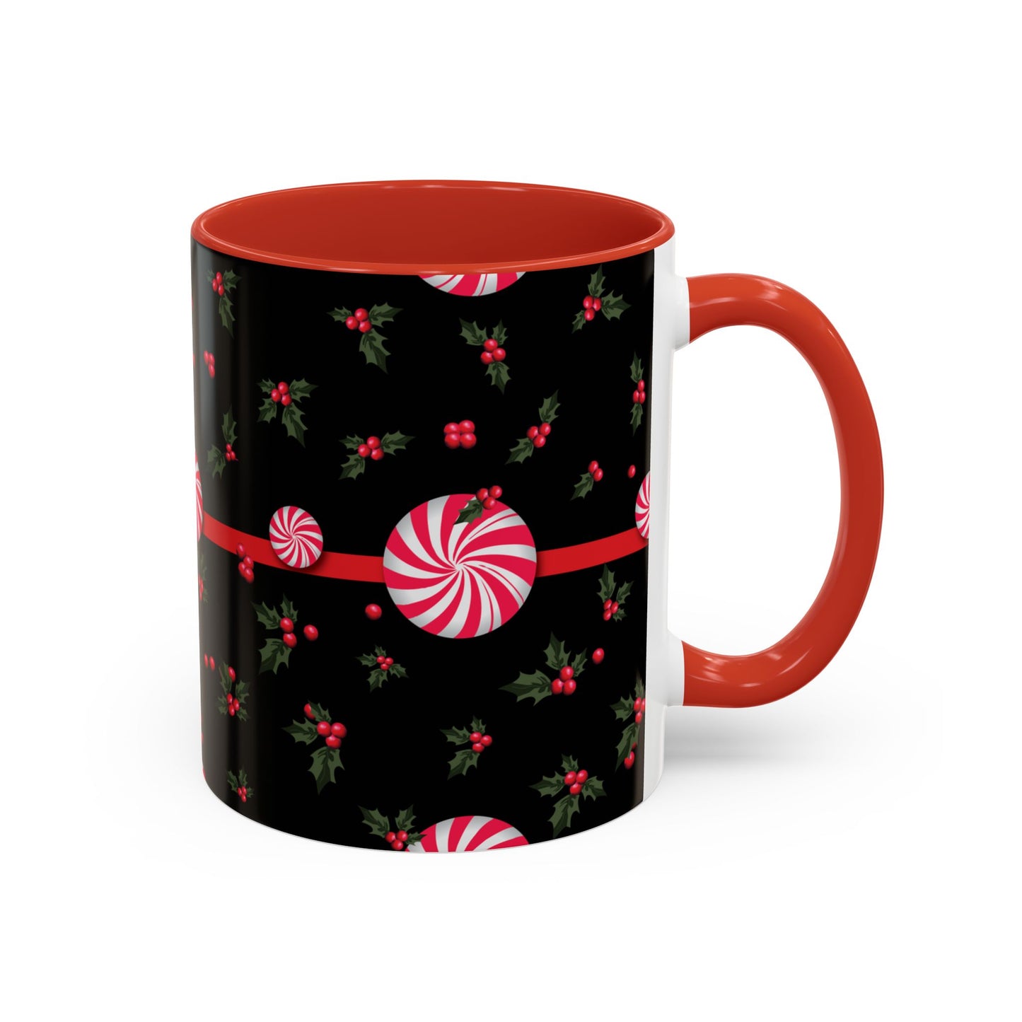 Holly Jolly Peppermint Stripe Christmas Coffee Mug, Holiday Drinkware, Christmas Gift, Hot Cocoa Cup, Winter Decor