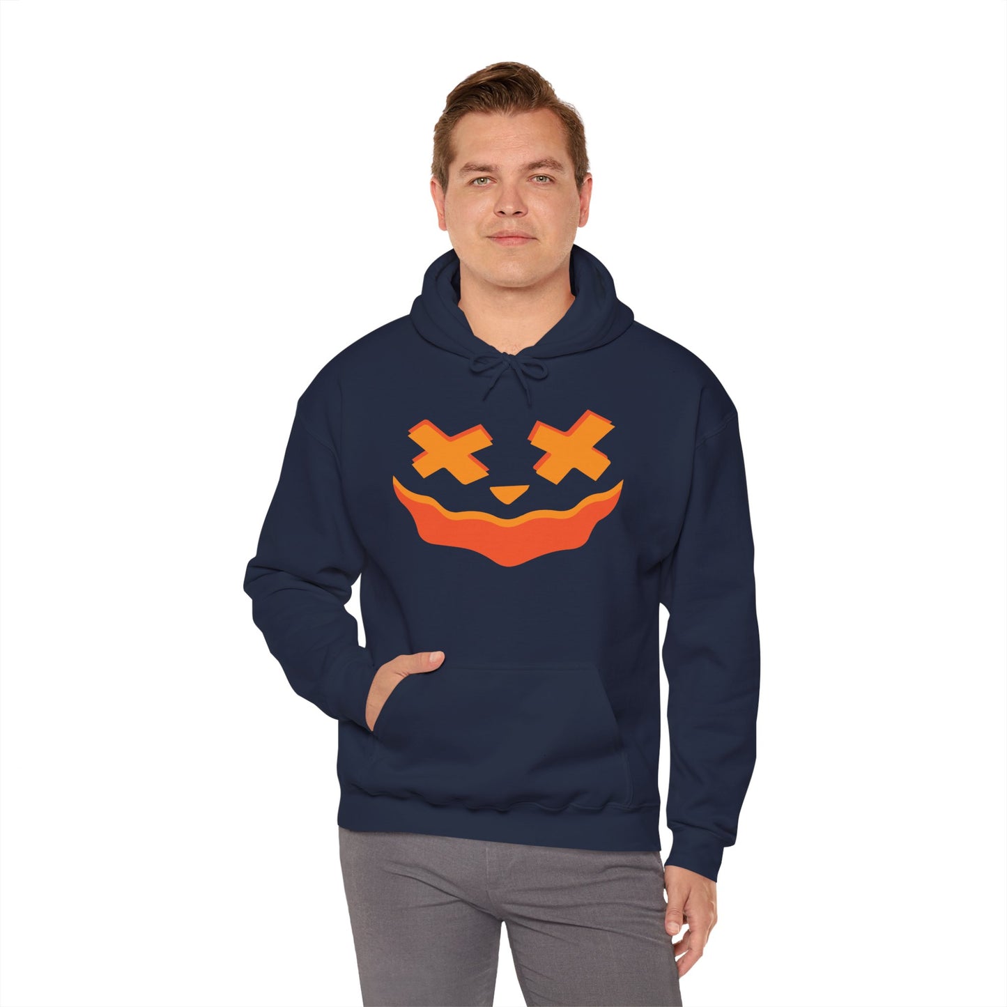 Crosseye Creepy Doll Hoodie, Gildan 18500 Unisex Halloween Sweatshirt, Haunted Vintage Doll Pullover for Spooky Season