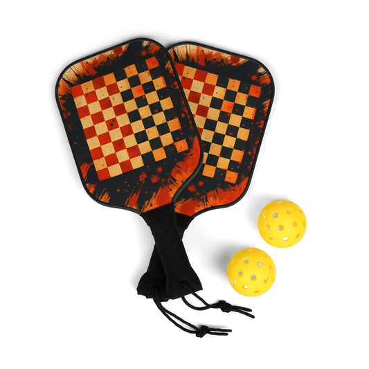 Checker Clash Pickleball Paddle – Red Splatter Design with Retro Game Vibe