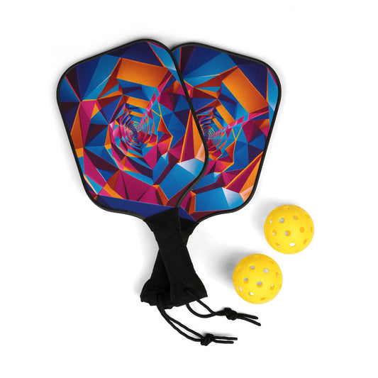 Tunnel Vision Pickleball Paddle, Geometric Burst Design in Vivid Color