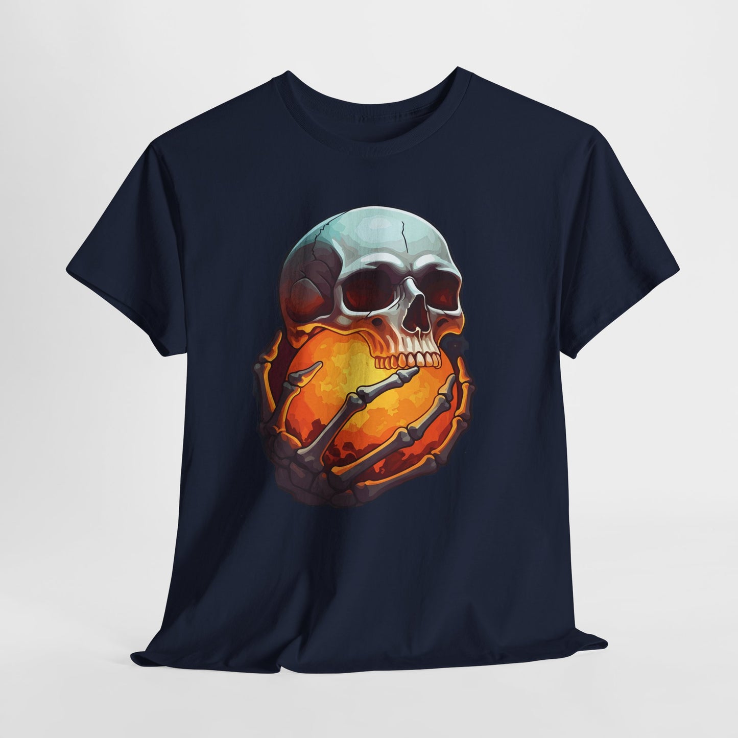 Skullfire Seer T Shirt Glowing Orb Skull Graphic Tee Horror Halloween Shirt Gothic Fantasy Art Skeleton Hands Dark Magic Shirt Edgy