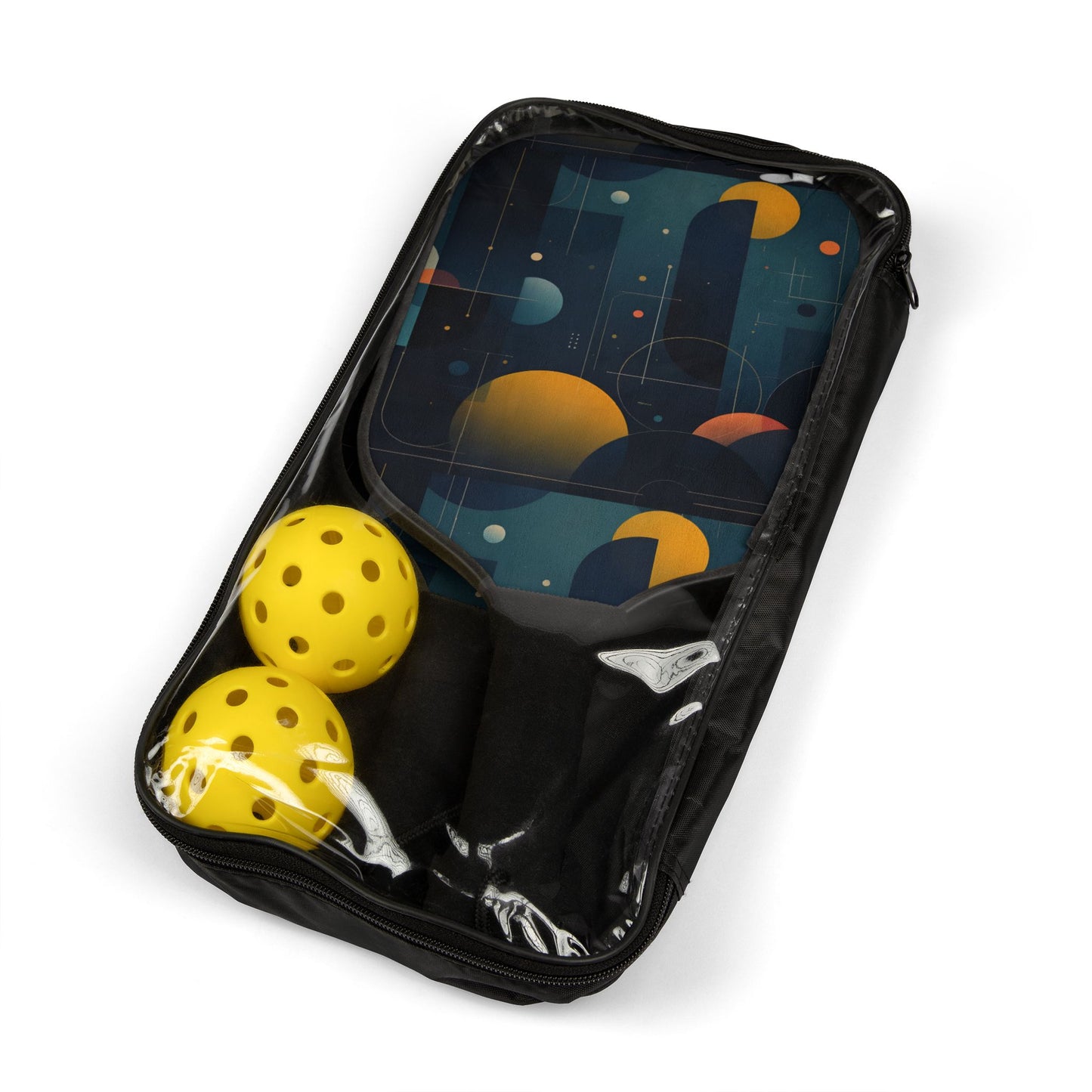 Stellar Grid Pickleball Paddle, Abstract Space Design with Neon Geometry