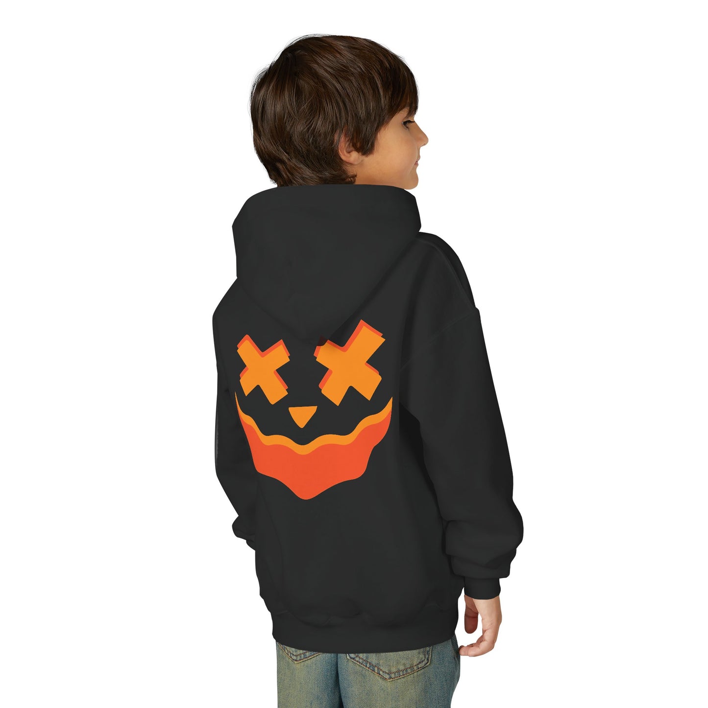 Crosseye Haunted Doll Hoodie, Glowing Pumpkin Hoodie, Spooky Kids Costume Fall Fashion Kids, Trick or Treat, Creepy Cross-Eyed Doll Pullover