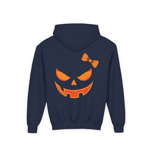 Bow-P Spooktacular Bow Halloween Hoodie, Halloween Pumpkin Bow for Kids, Spooky Sweatshirt, Trick or Treat Apparel, Fall Fashion, Kid's