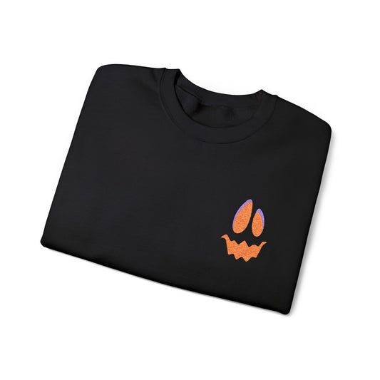 VHS Jak Halloween Crewneck Embroidered Pumpkin Sweatshirt Retro Horror Fall Outfit Unisex Youth Adult Gildan 18000 Spooky Style