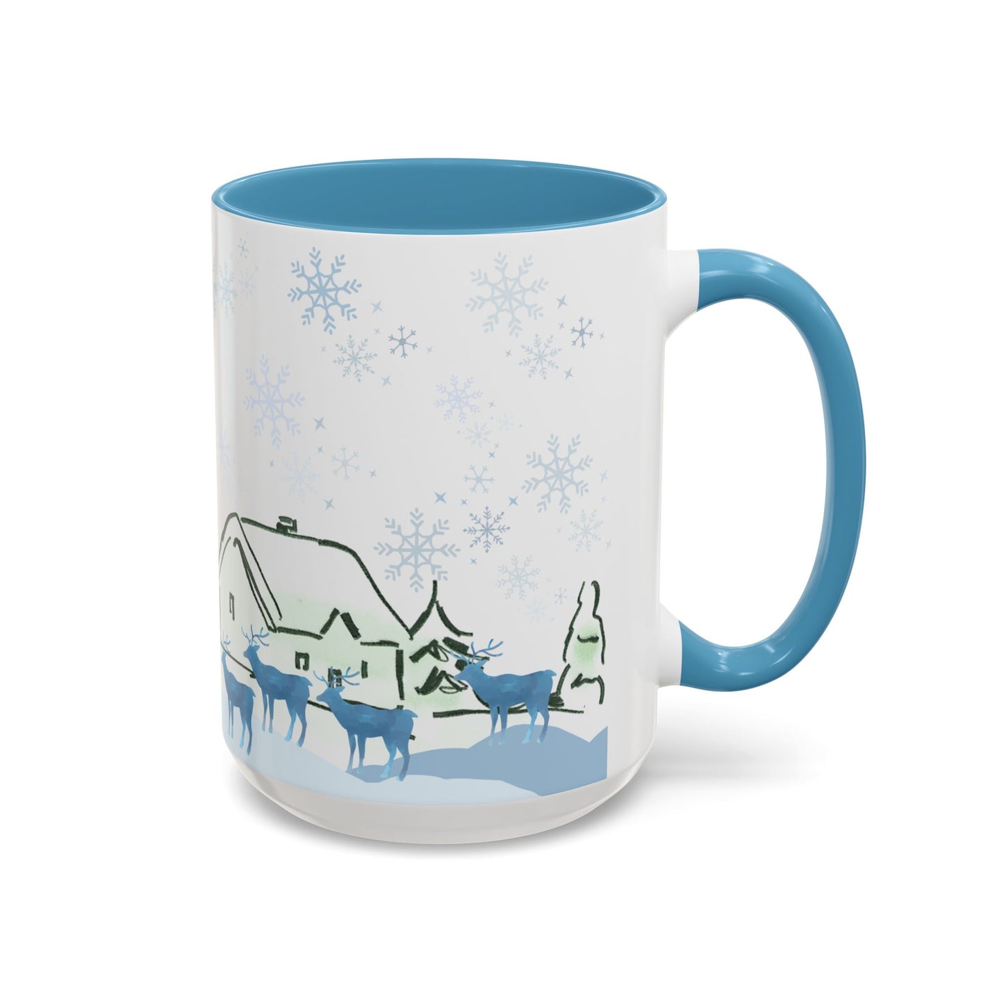 North Pole Christmas Mug 15oz Funny Holiday Coffee Cup with Snowman and Reindeer