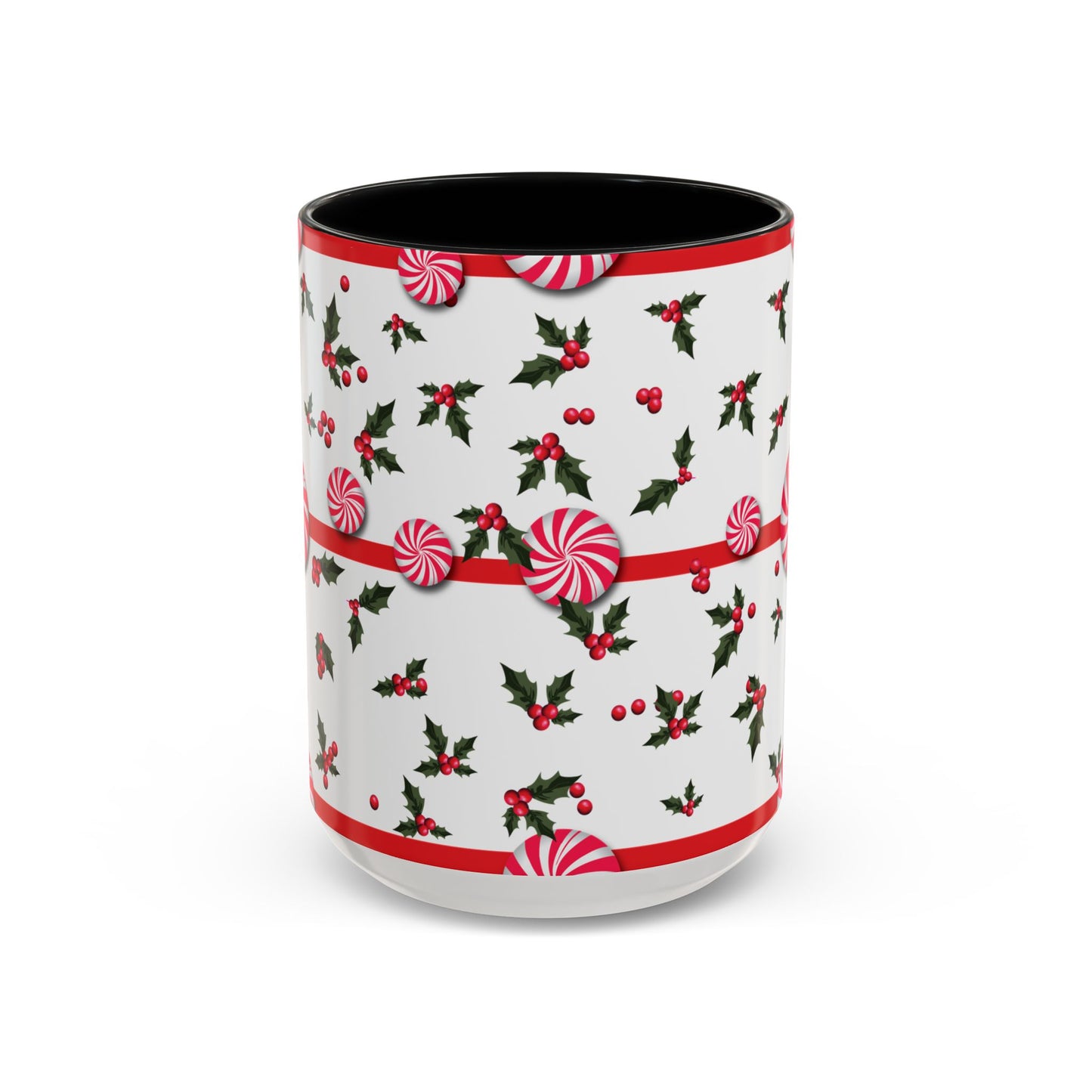 Holly Jolly Peppermint Stripe Christmas Coffee Mug, Holiday Drinkware, Christmas Gift, Hot Cocoa Cup, Winter Decor