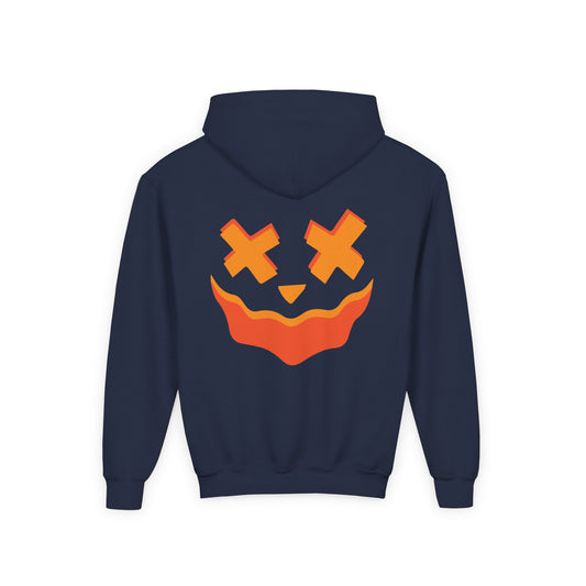 Crosseye Haunted Doll Hoodie, Glowing Pumpkin Hoodie, Spooky Kids Costume Fall Fashion Kids, Trick or Treat, Creepy Cross-Eyed Doll Pullover