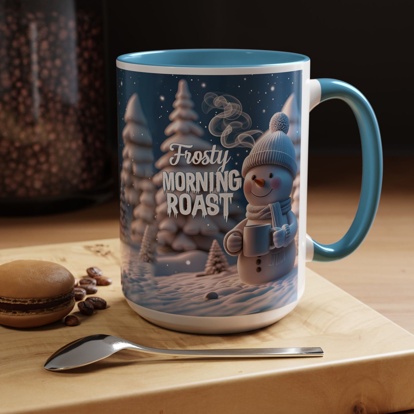 Frosty Morning Roast Mug, Snowman Winter Cup for Cozy Coffee Moments