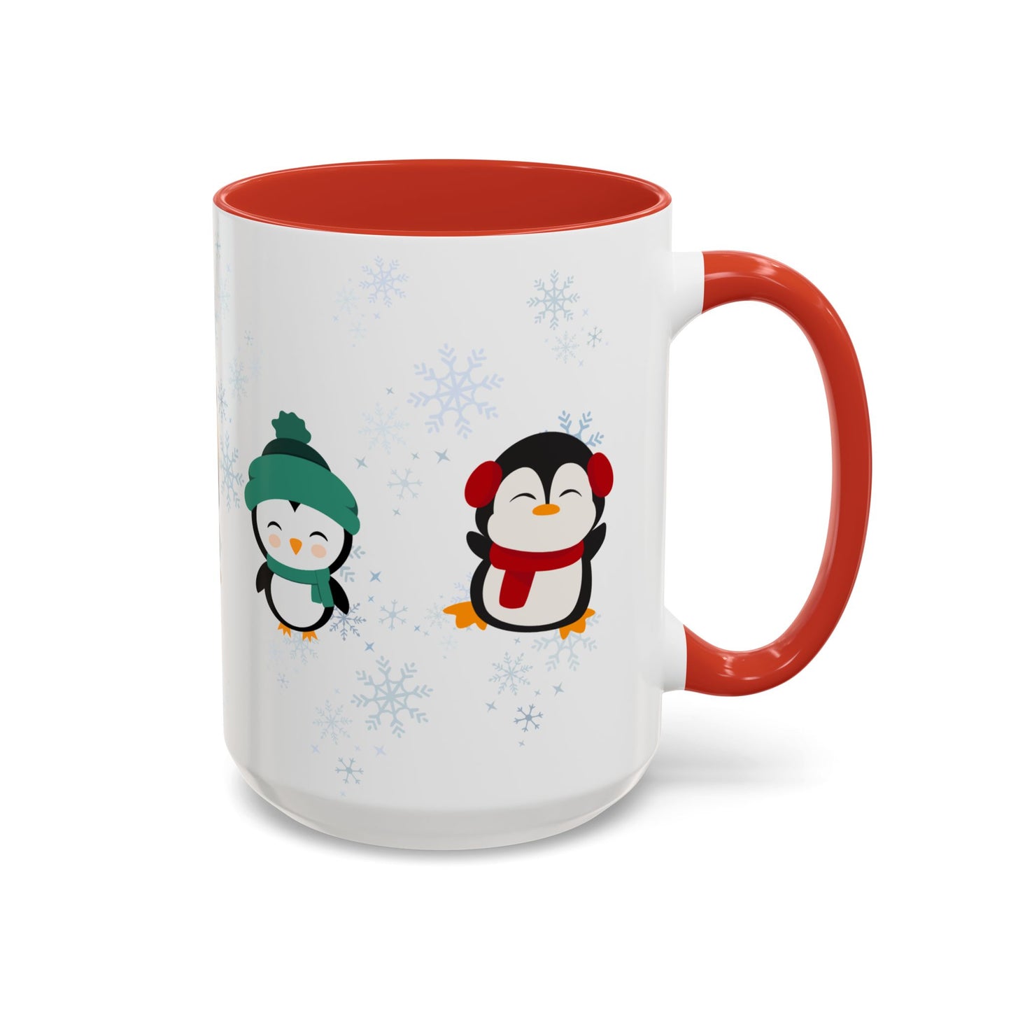 Winter Penguin Accent Coffee Mug, Cute Penguins, Holiday Gift, Cozy Beverage, Kids Mug, Winter Decor