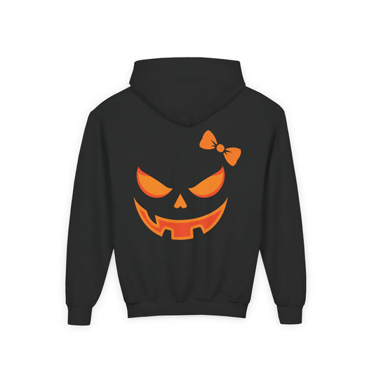 Bow-P Spooktacular Bow Halloween Hoodie, Halloween Pumpkin Bow for Kids, Spooky Sweatshirt, Trick or Treat Apparel, Fall Fashion, Kid's