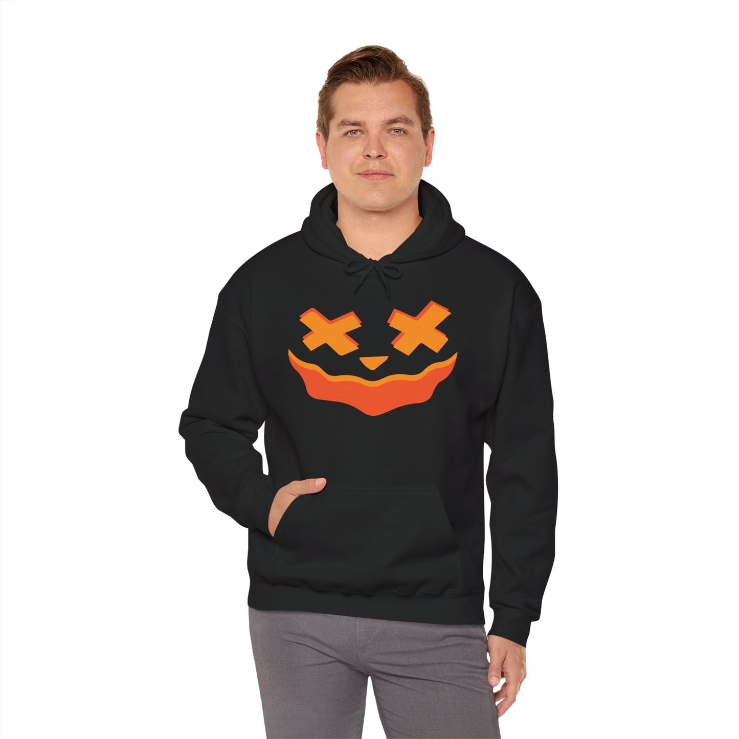 Crosseye Creepy Doll Hoodie, Gildan 18500 Unisex Halloween Sweatshirt, Haunted Vintage Doll Pullover for Spooky Season