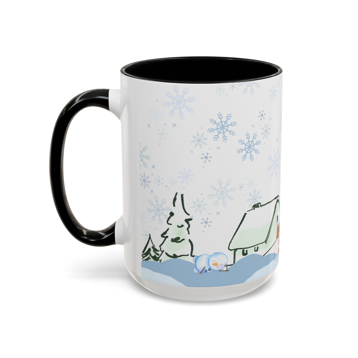 North Pole Christmas Mug 15oz Funny Holiday Coffee Cup with Snowman and Reindeer