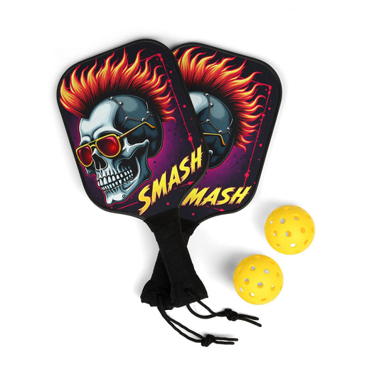 SMASH Skull Pickleball Paddle, Flaming Mohawk Design for Aggressive Play