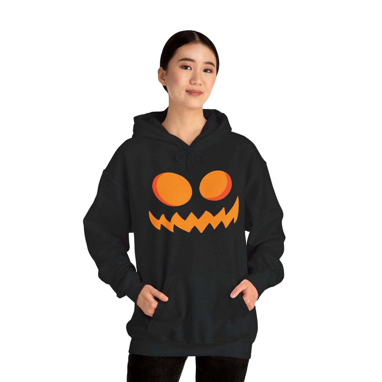 Jacks Haunted Grin Pumpkin Hoodie, Gildan 18500 Unisex Halloween Sweatshirt, Spooky Jack-O-Lantern Face Costume Pullover
