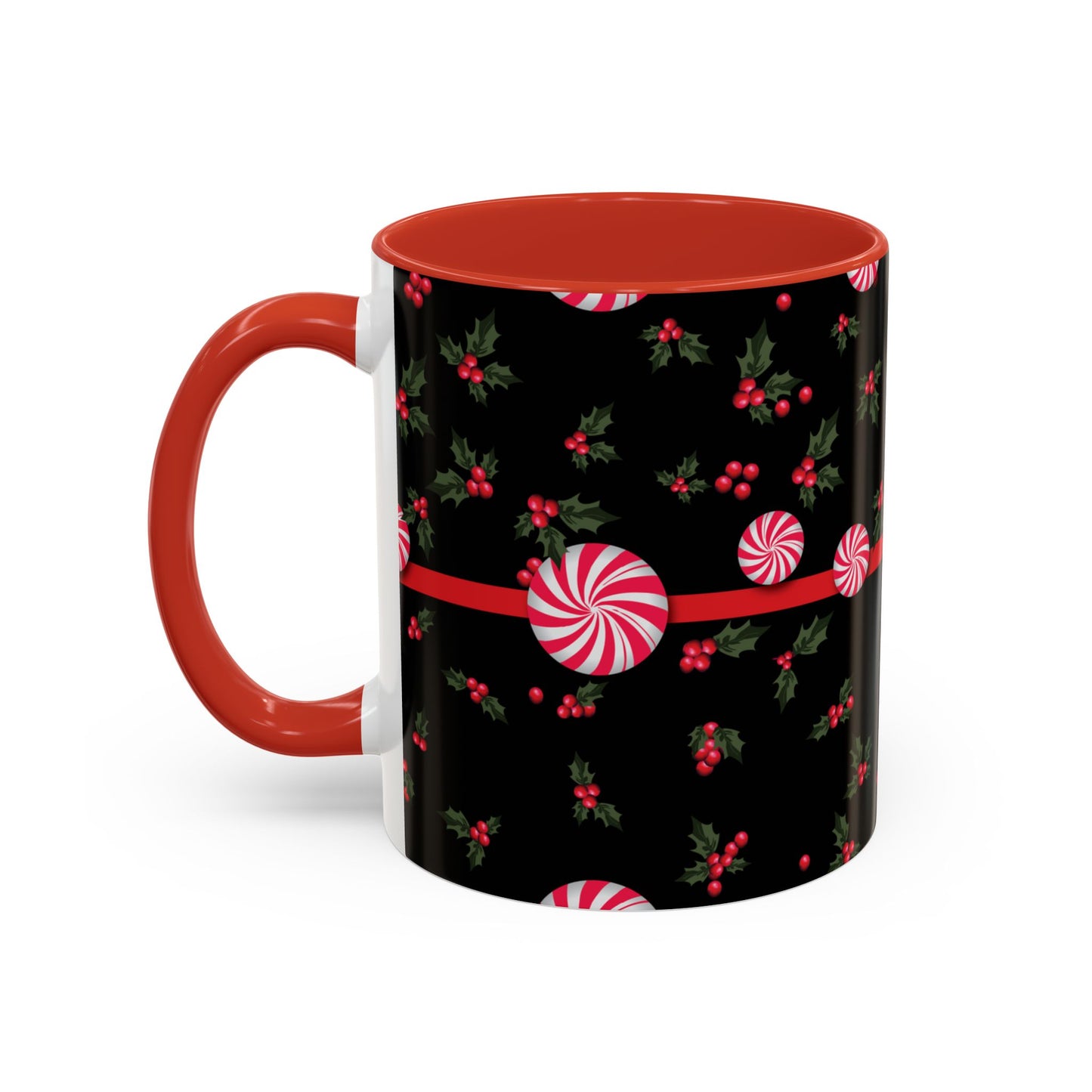 Holly Jolly Peppermint Stripe Christmas Coffee Mug, Holiday Drinkware, Christmas Gift, Hot Cocoa Cup, Winter Decor