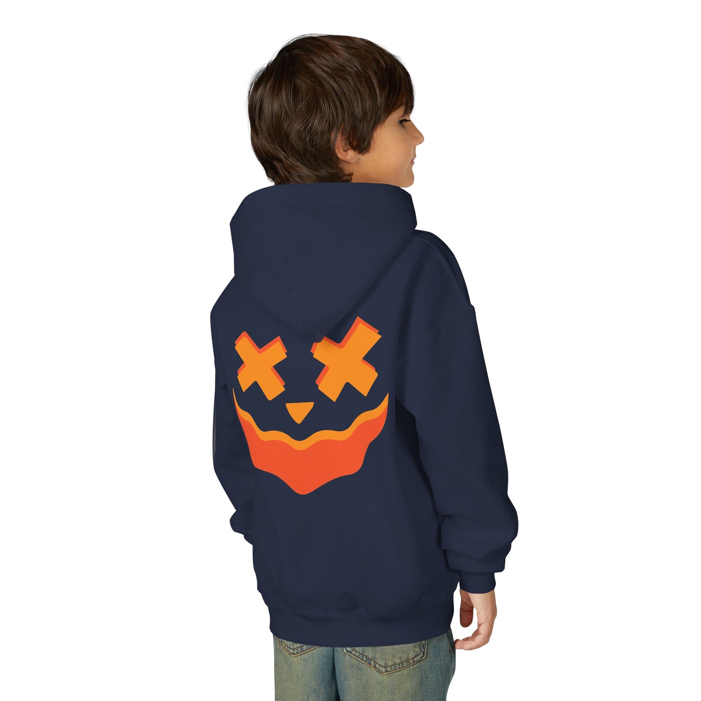 Crosseye Haunted Doll Hoodie, Glowing Pumpkin Hoodie, Spooky Kids Costume Fall Fashion Kids, Trick or Treat, Creepy Cross-Eyed Doll Pullover
