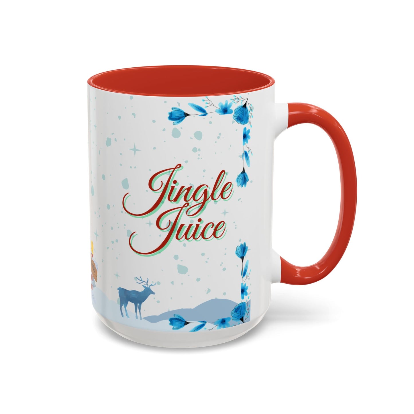 Jingle Juice Holiday Mug Funny Christmas Coffee Cup with Snowman and Winter Scene