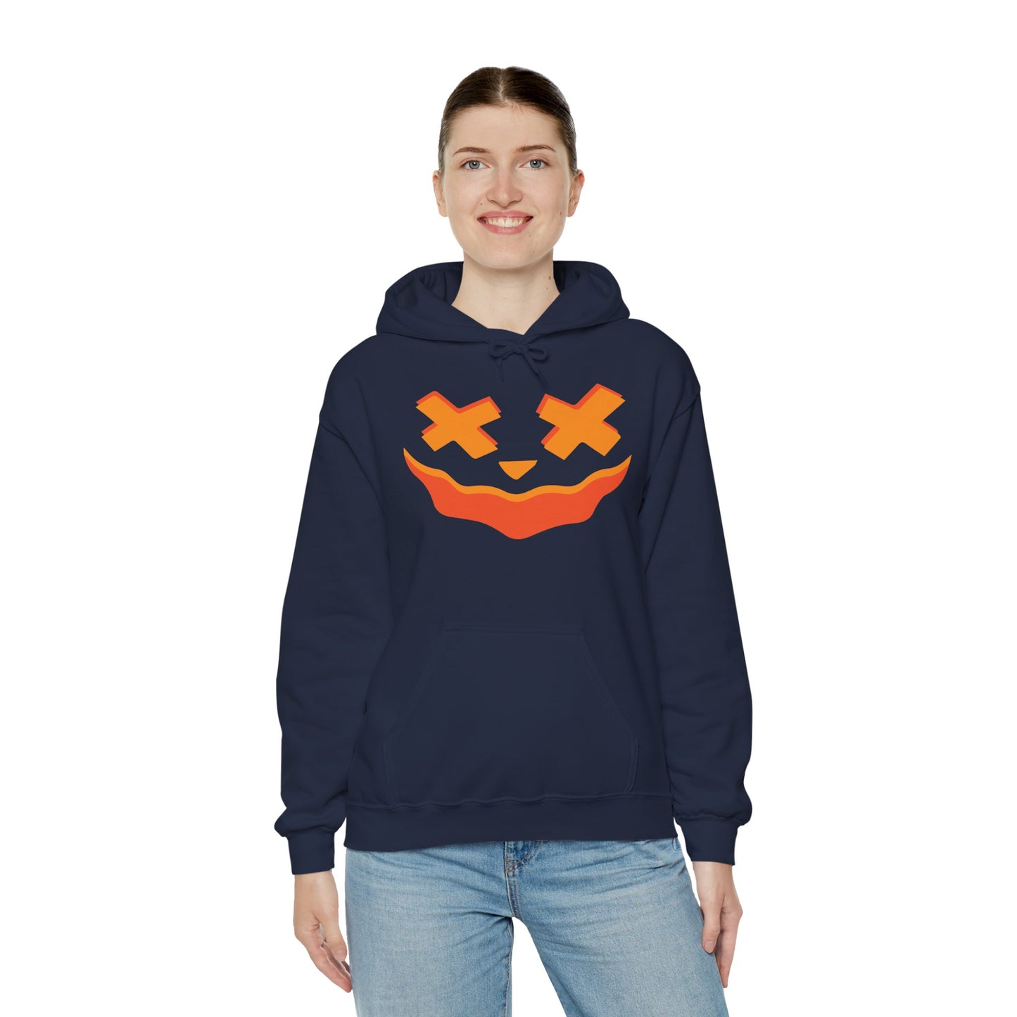 Crosseye Creepy Doll Hoodie, Gildan 18500 Unisex Halloween Sweatshirt, Haunted Vintage Doll Pullover for Spooky Season