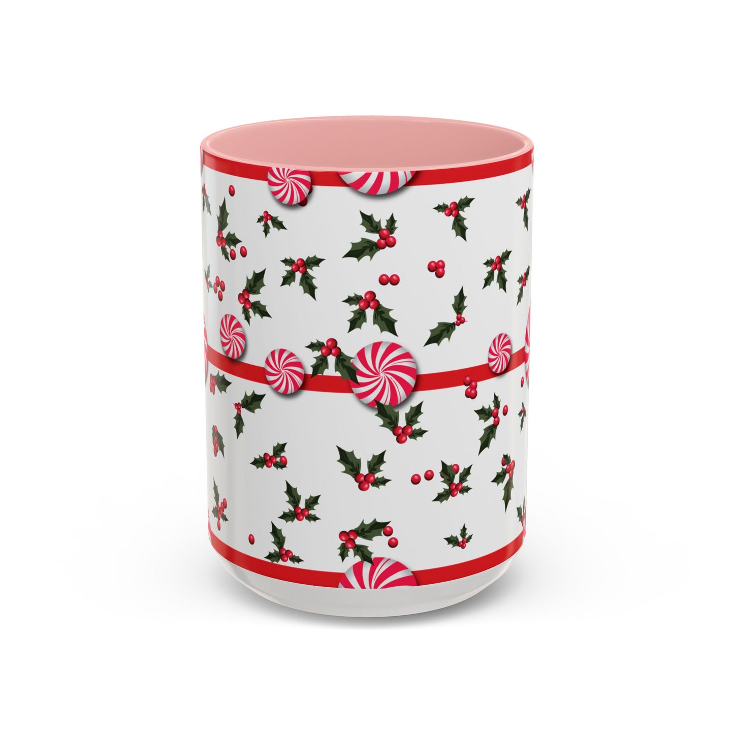 Holly Jolly Peppermint Stripe Christmas Coffee Mug, Holiday Drinkware, Christmas Gift, Hot Cocoa Cup, Winter Decor