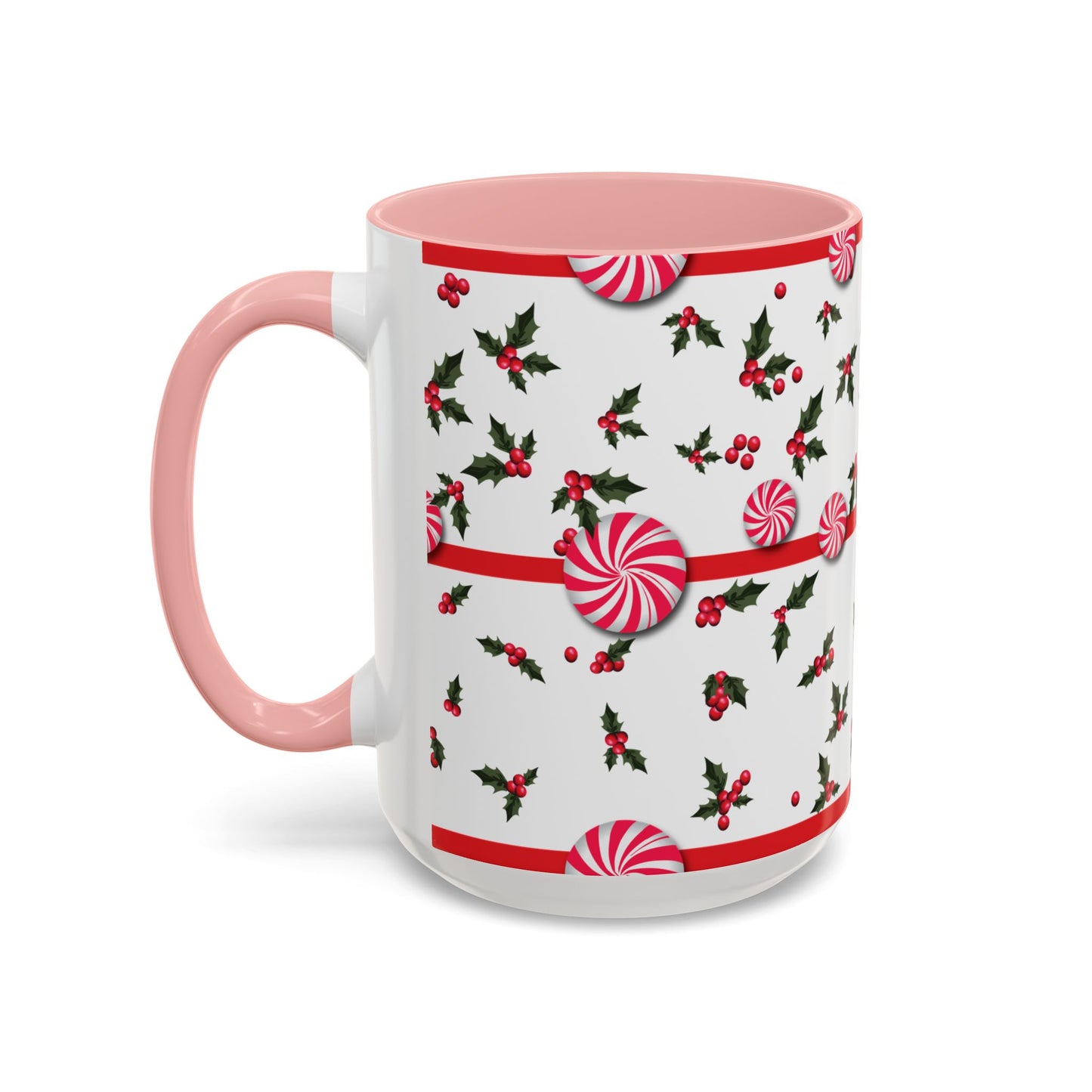 Holly Jolly Peppermint Stripe Christmas Coffee Mug, Holiday Drinkware, Christmas Gift, Hot Cocoa Cup, Winter Decor