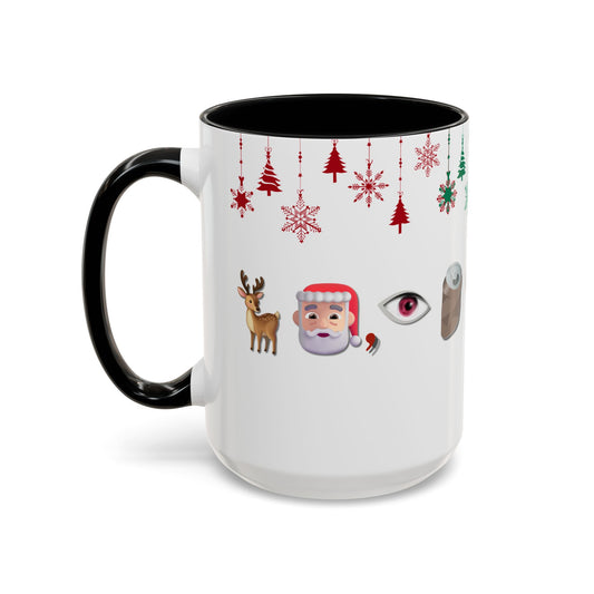 Holiday Emoji Puzzle Mug 15oz Funny Christmas Coffee Cup with Rebus Design
