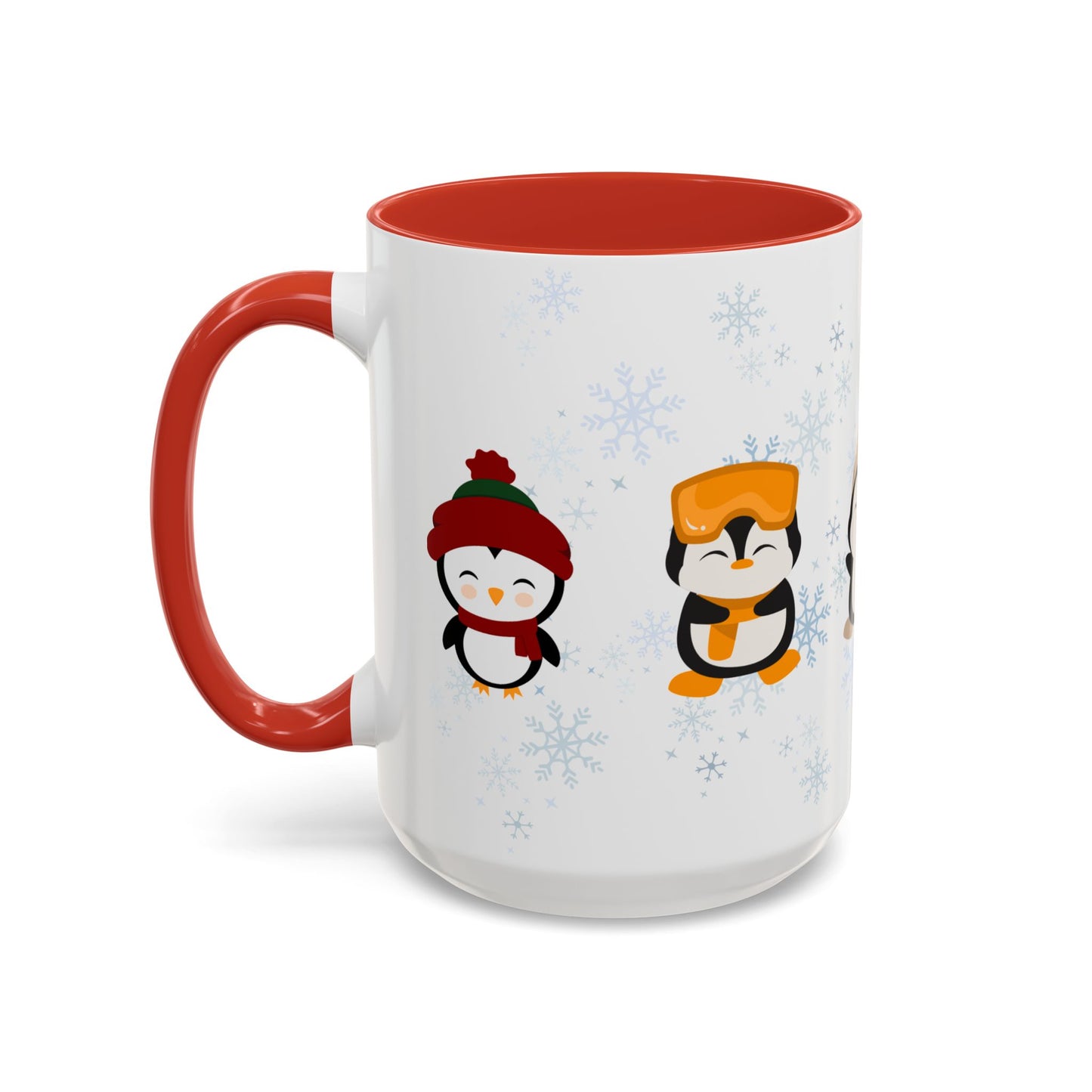 Winter Penguin Accent Coffee Mug, Cute Penguins, Holiday Gift, Cozy Beverage, Kids Mug, Winter Decor
