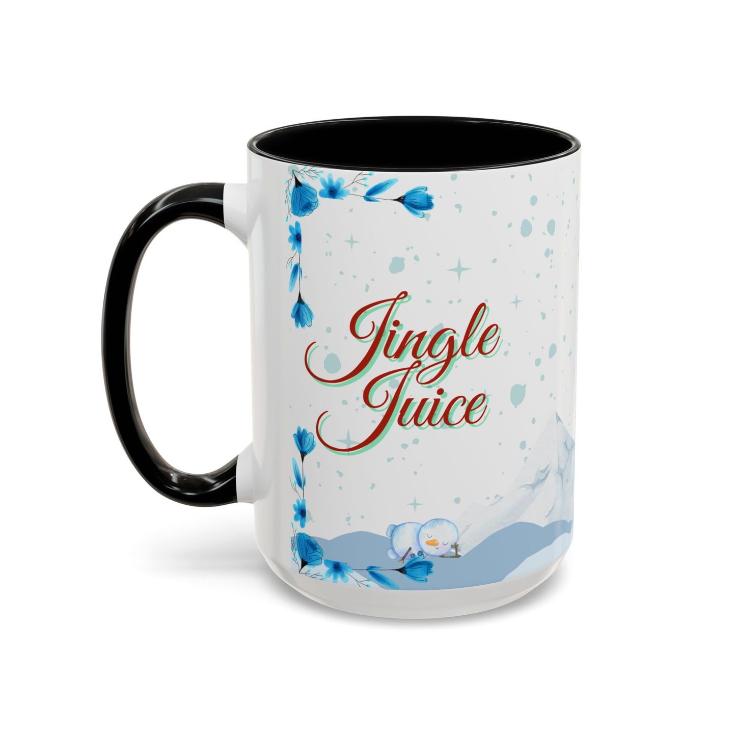 Jingle Juice Holiday Mug Funny Christmas Coffee Cup with Snowman and Winter Scene