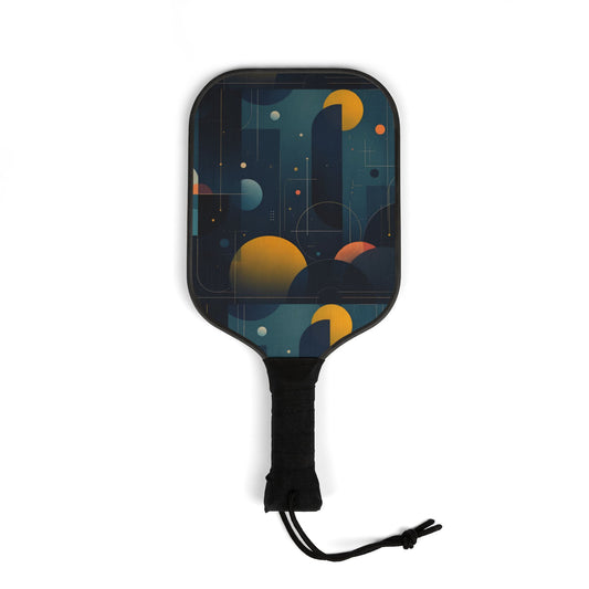 Stellar Grid Pickleball Paddle, Abstract Space Design with Neon Geometry