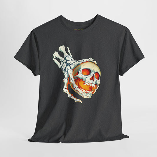 Hellfire Grip Skull T Shirt Skeleton Hand Graphic Tee Horror Halloween Shirt Gothic Flame Skull Shirt Dark Fantasy Art Unisex Tee