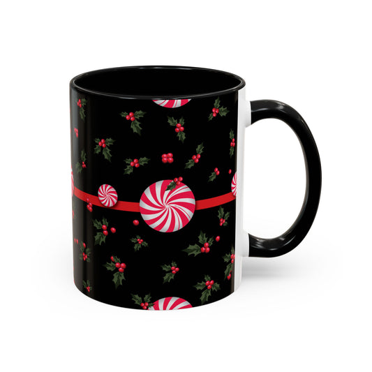 Holly Jolly Peppermint Stripe Christmas Coffee Mug, Holiday Drinkware, Christmas Gift, Hot Cocoa Cup, Winter Decor