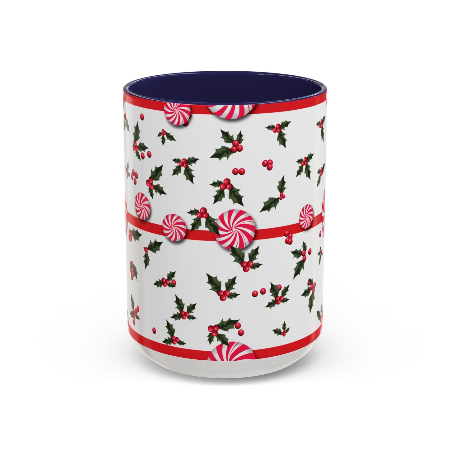 Holly Jolly Peppermint Stripe Christmas Coffee Mug, Holiday Drinkware, Christmas Gift, Hot Cocoa Cup, Winter Decor