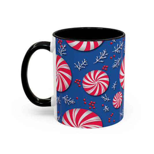Peppermint Frost Coffee Mug, Holiday Drinkware, Christmas Gift, Hot Cocoa Cup, Winter Decor, Seasonal Kitchenware