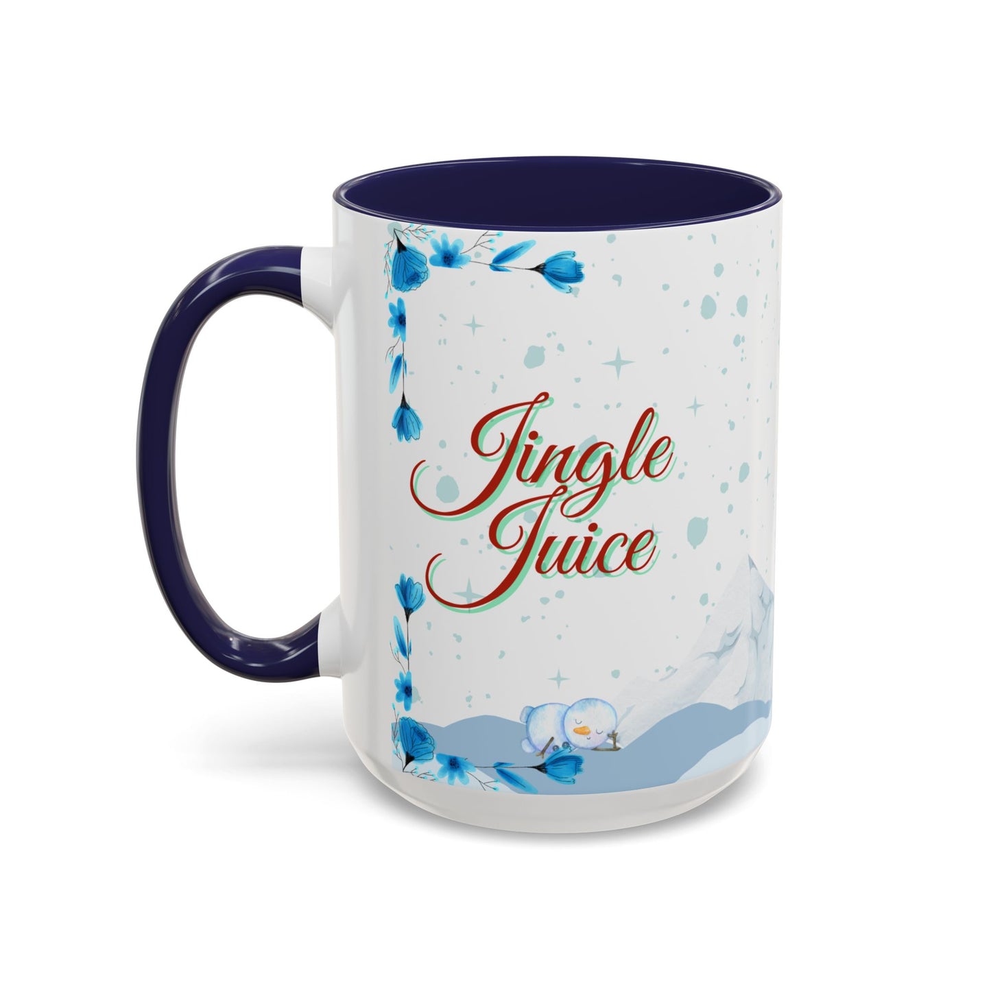 Jingle Juice Holiday Mug Funny Christmas Coffee Cup with Snowman and Winter Scene