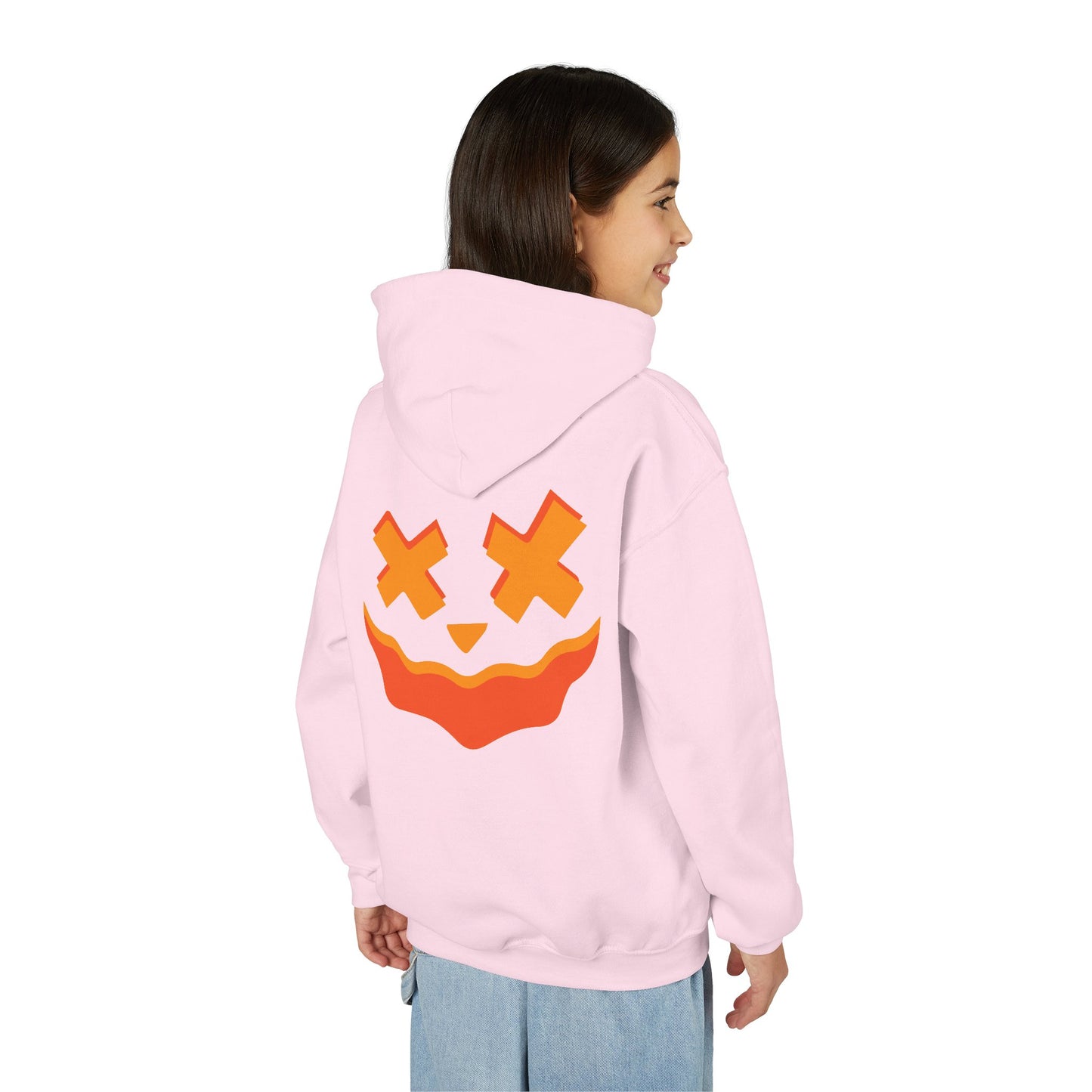 Crosseye Haunted Doll Hoodie, Glowing Pumpkin Hoodie, Spooky Kids Costume Fall Fashion Kids, Trick or Treat, Creepy Cross-Eyed Doll Pullover