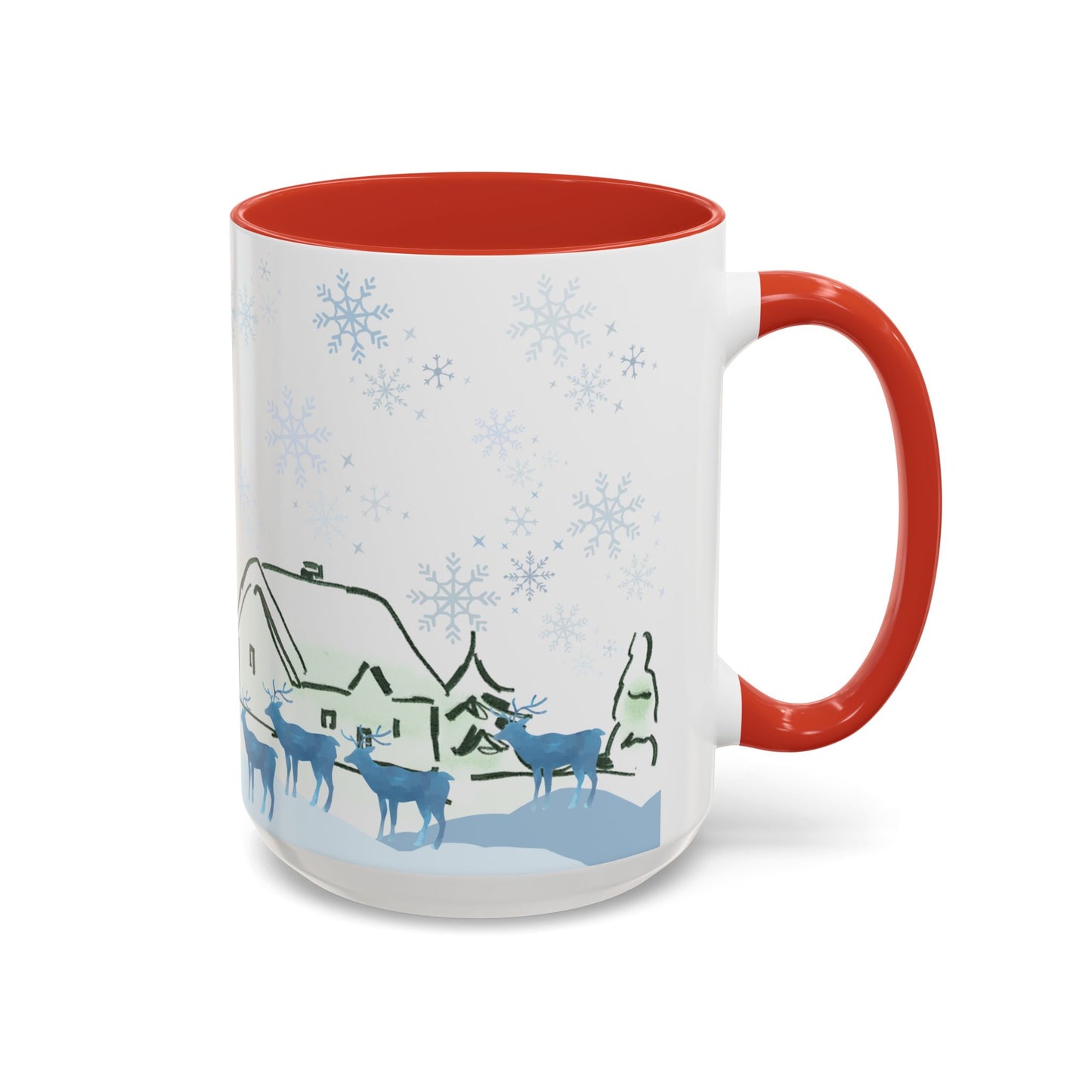 North Pole Christmas Mug 15oz Funny Holiday Coffee Cup with Snowman and Reindeer