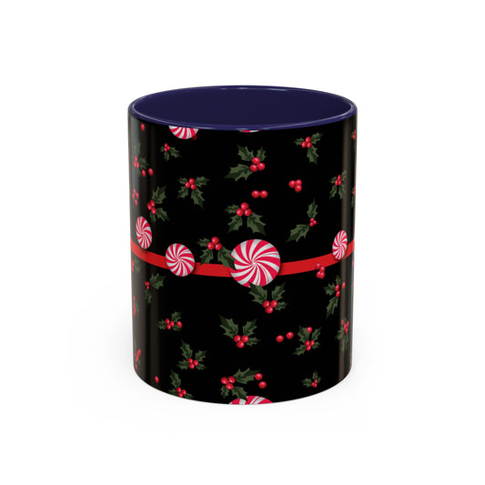 Holly Jolly Peppermint Stripe Christmas Coffee Mug, Holiday Drinkware, Christmas Gift, Hot Cocoa Cup, Winter Decor