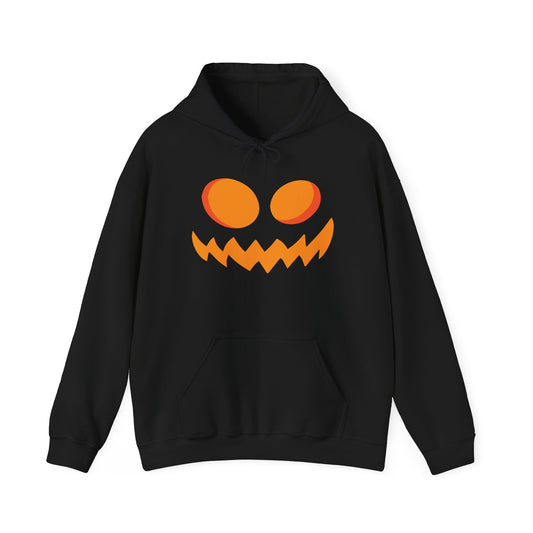 Jacks Haunted Grin Pumpkin Hoodie, Gildan 18500 Unisex Halloween Sweatshirt, Spooky Jack-O-Lantern Face Costume Pullover