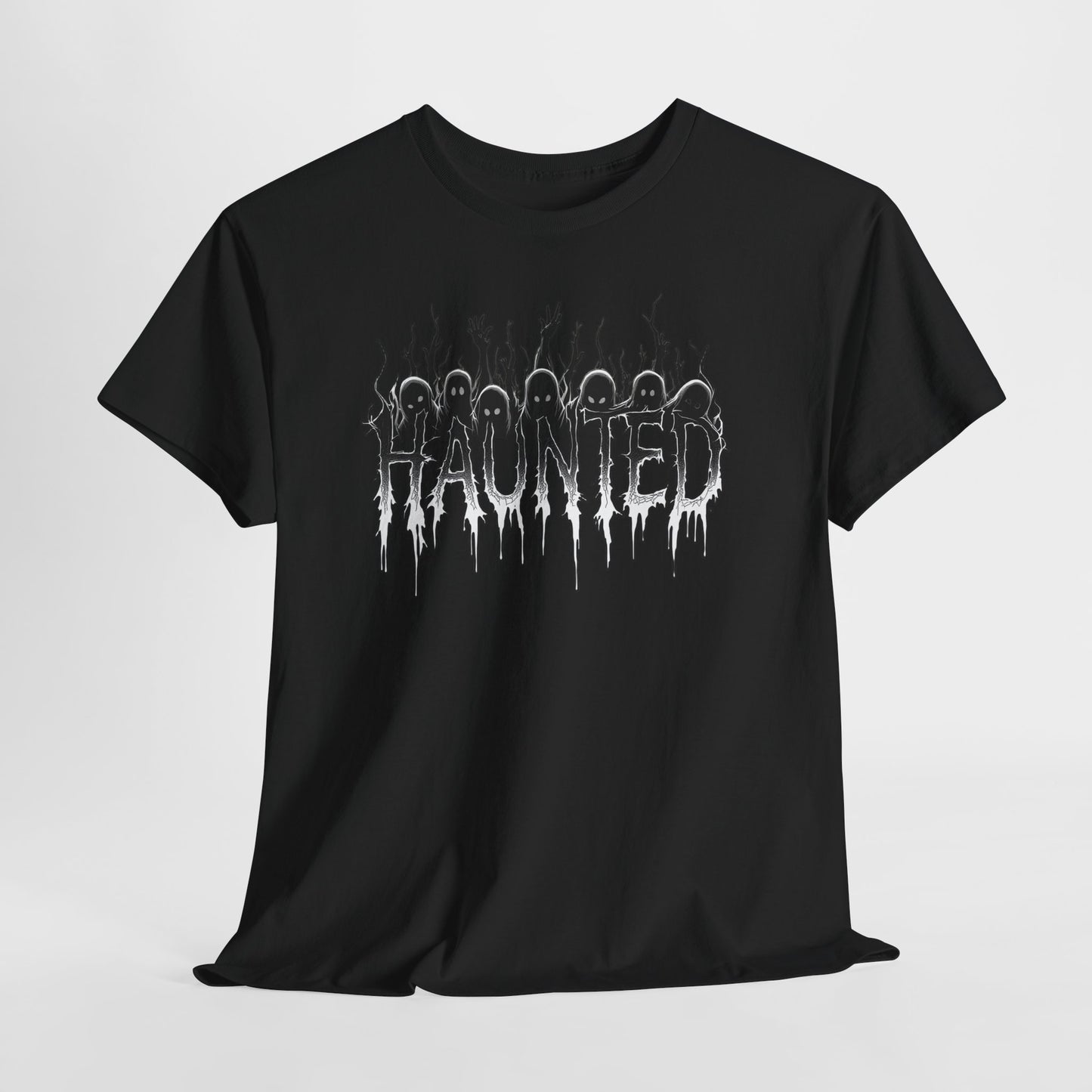 Haunted T Shirt Ghost Graphic Tee Halloween Shirt Horror Dripping Font Gothic Art Creepy Tree Shirt Spooky Season Unisex Tee