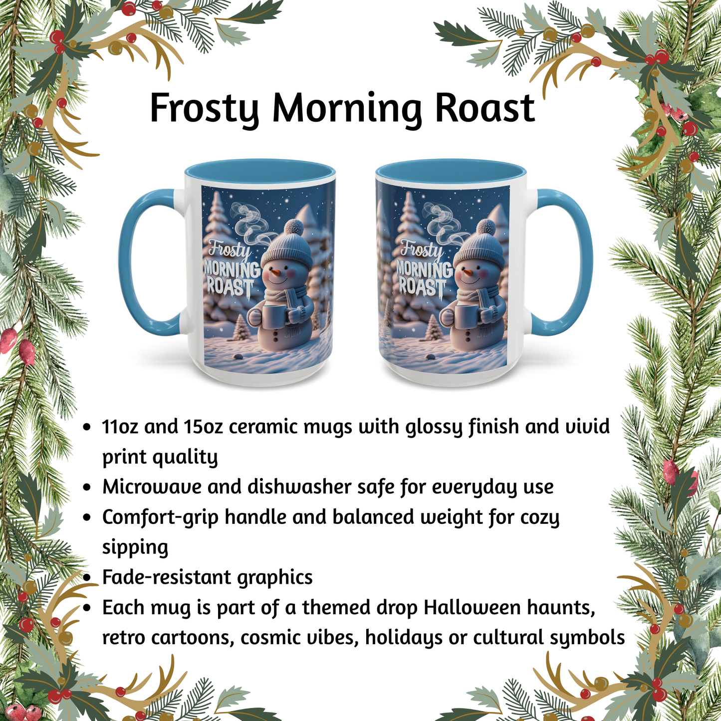 Frosty Morning Roast Mug, Snowman Winter Cup for Cozy Coffee Moments