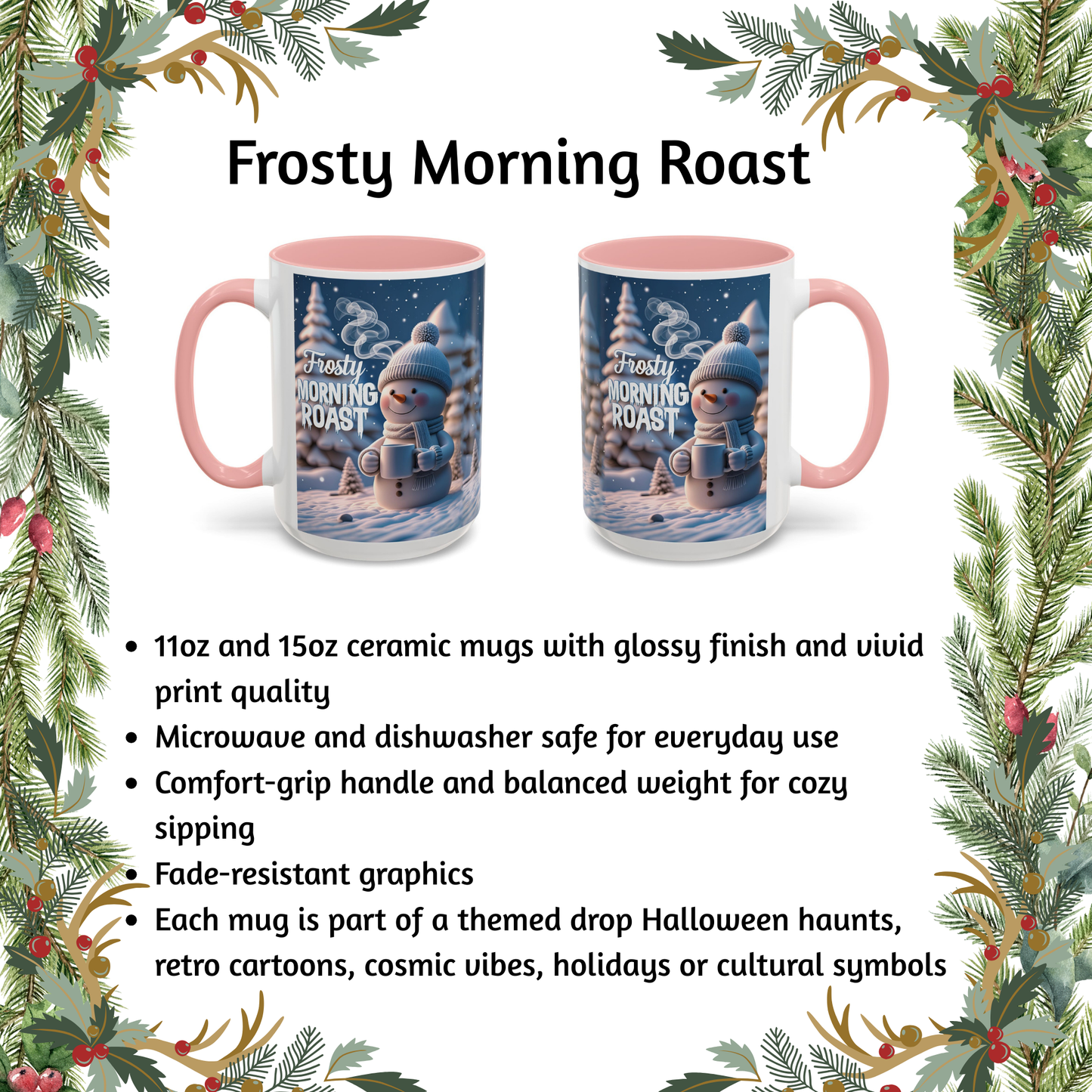 Frosty Morning Roast Mug, Snowman Winter Cup for Cozy Coffee Moments