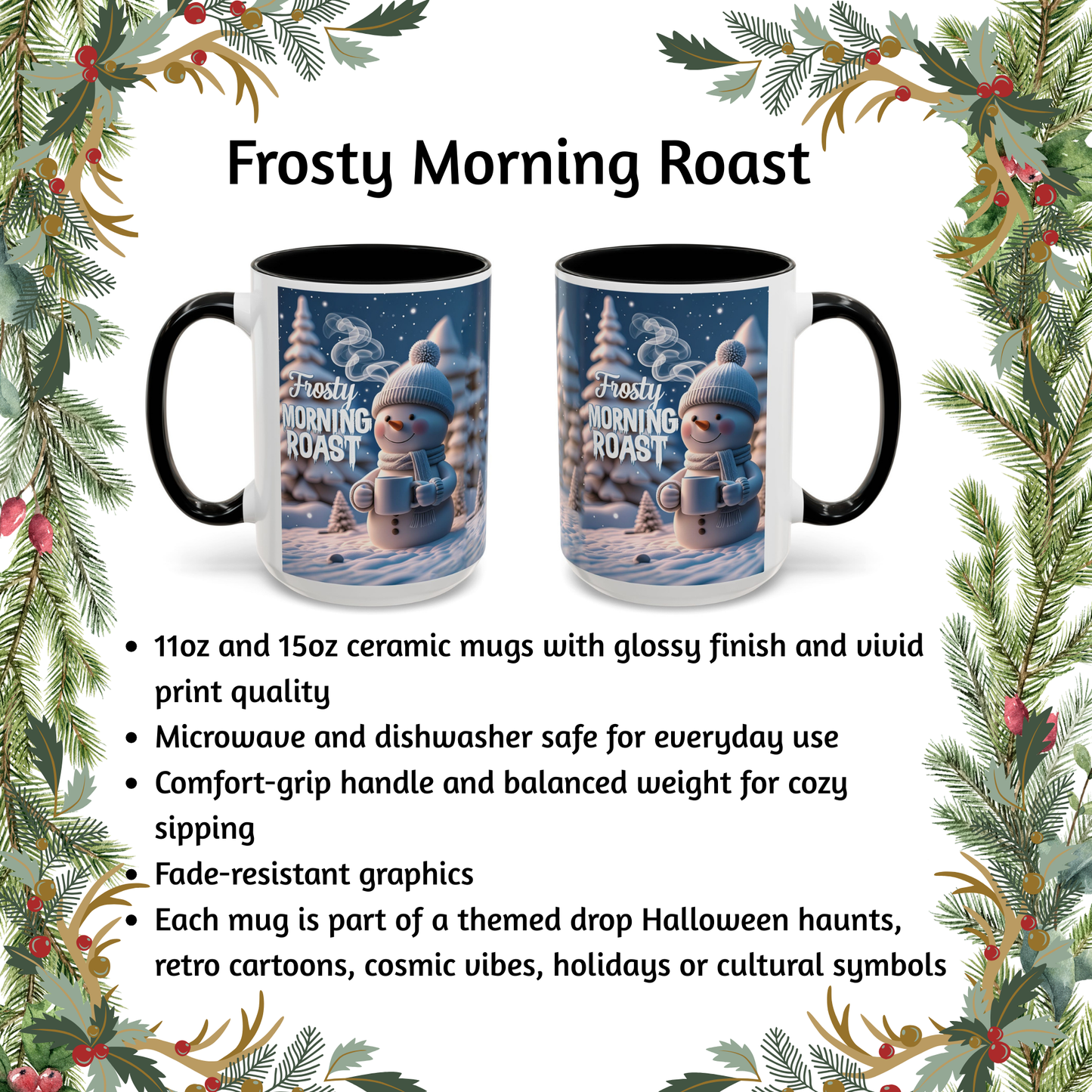Frosty Morning Roast Mug, Snowman Winter Cup for Cozy Coffee Moments