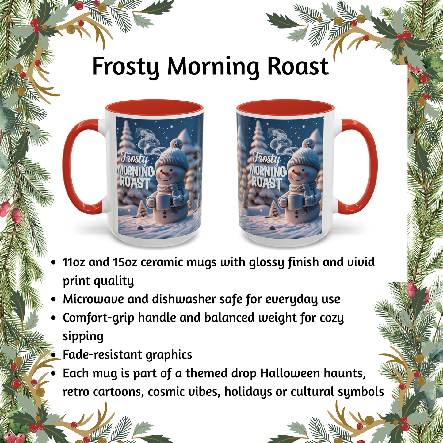 Frosty Morning Roast Mug, Snowman Winter Cup for Cozy Coffee Moments
