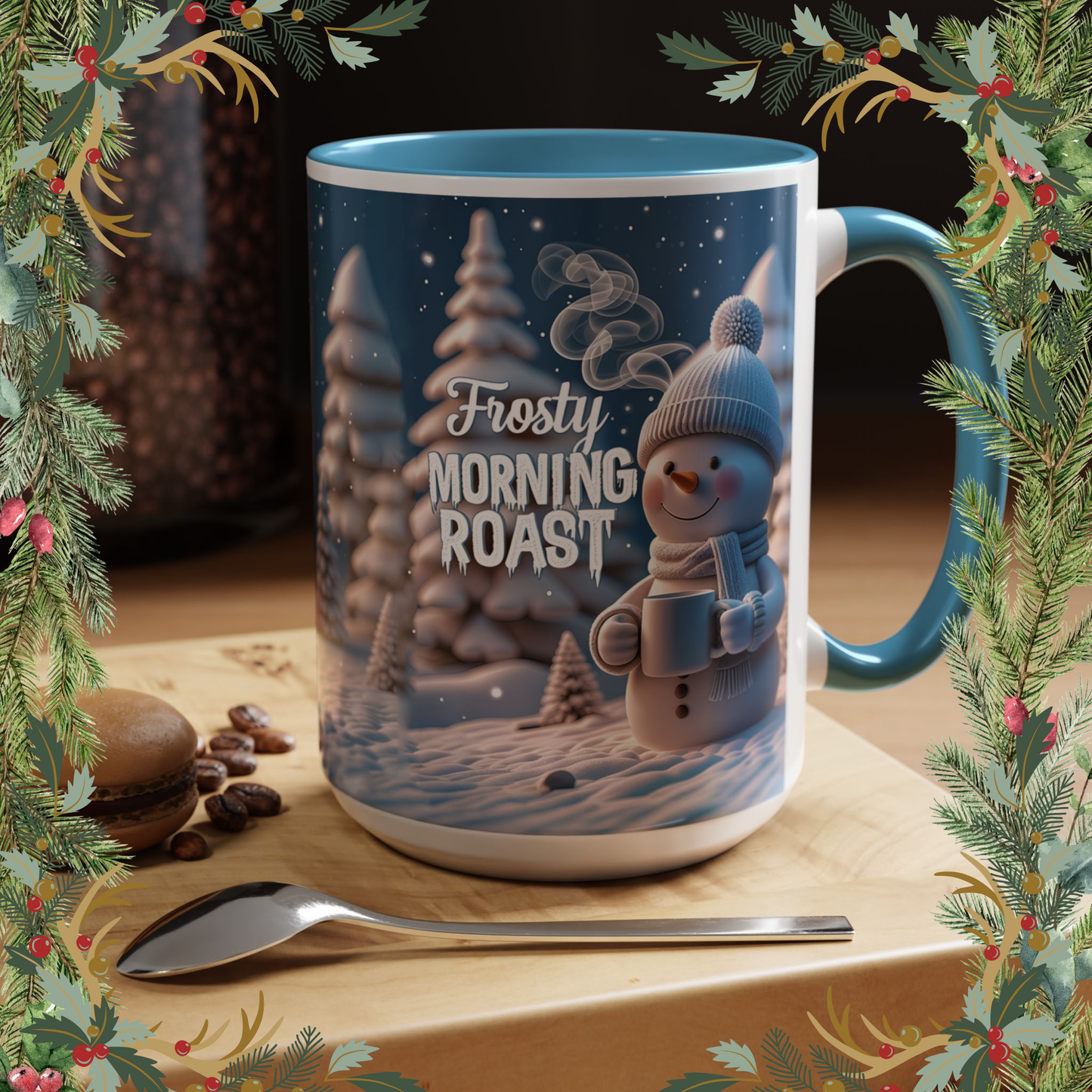 Frosty Morning Roast Mug, Snowman Winter Cup for Cozy Coffee Moments